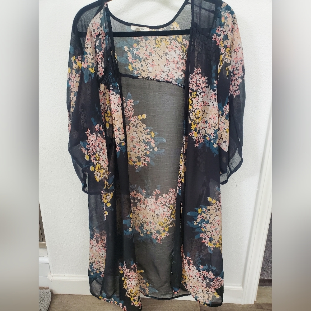 Floral black cover up